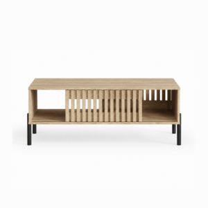 Table basse carrée moderne avec finition en marbre blanc et 4 tiroirs à fermeture douce - Product Image 1