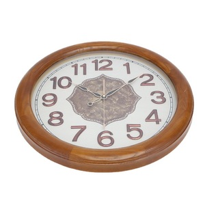 European Style <b>Wall</b> <b>Clock</b> Round <b>Silent</b> Battery Powered Living Room Decor Solid Wood Frame 60mm Thickness - Product Image 5