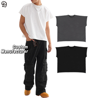 T-shirt décontracté surdimensionné à manches courtes en coton pur de qualité supérieure pour homme, coupe ample, ourlet brut, style streetwear décontracté d'été