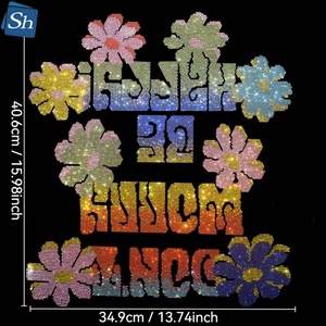 <span class=keywords><strong>Applique</strong></span> thermocollante brillante à strass, motif floral large et éclatant, style Rocker Punk, pour décoration artisanale de vêtements - Product Image 1