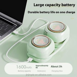 Aaoyun 2025 New Arrivals Bladeless Wearable Rechargeable Neck Fan 800mah Portable Outdoor Foldable Hanging Neck <b>Cooling</b> Fan - Product Image 2