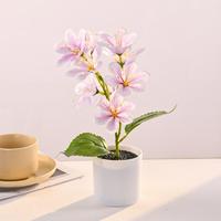Fleurs artificielles en pot, mini bonsaïs floraux artificiels avec pot pour la décoration de la maison, du bureau ou de la table