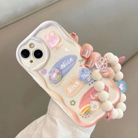 Coque de téléphone créative en TPU avec motif de dessin animé mignon et dragonne, étui antichoc souple en TPU imprimé Kawaii pour iPhone 17 Pro Max