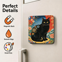Aimant de réfrigérateur décoratif en gel noir antique en forme de chat