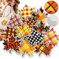 En gros Patch brodé Feuille d'érable à carreaux d'automne, thermocollant et à coudre