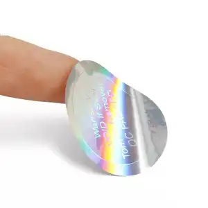 Oem tasarım özel toptan renkli PVC kaplamalı kağıt yapışkanlı Hologram gümüş lazer anti-sahte etiket etiket levha