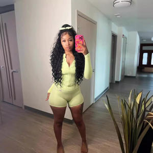 <span class=keywords><strong>Giacca</strong></span> a maniche lunghe e pantaloncini da motociclista ad asciugatura rapida Yoga sport da palestra 2 pezzi Casual due pezzi set Jogger donna - Product Image 5