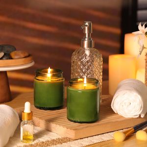 100ml 200ml Clear Amber Green Black Round Bottom Candle Jars with Cork <b>Lids</b> and Box-Reusable Heat Resistant Christmas Home <b>Decor</b> - Product Image 4