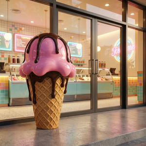 Statua in Resina a Grandezza Naturale a Forma di Cono Gelato Personalizzata, Decorazione Gigante per Vetrine, Ornamento Espositivo Commerciale per Ingresso Negozio, Vendita all'Ingrosso - Product Image 1