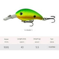 Leurre synthétique flottant 43mm/55g, leurre dur pour poisson mandarin, rivières d'eau douce, leurre artificiel réaliste A9181