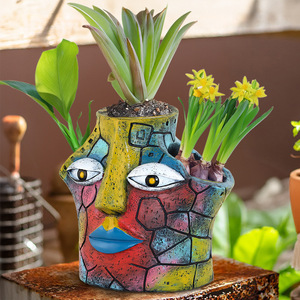 Contemporaneo astratto a forma di volto colorato <span class=keywords><strong>vaso</strong></span> di fiori ornamenti per il <span class=keywords><strong>cortile</strong></span> esterno balcone <span class=keywords><strong>piante</strong></span> verdi <span class=keywords><strong>in</strong></span> <span class=keywords><strong>vaso</strong></span> per uso giardino - Product Image 5