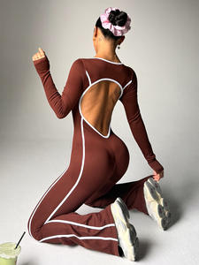 Roupas Esportivas Femininas Macacão de Yoga de Uma Peça Secagem Rápida Sem Costura Decote Ombro a Ombro Alça Fina Colorido - Product Image 5