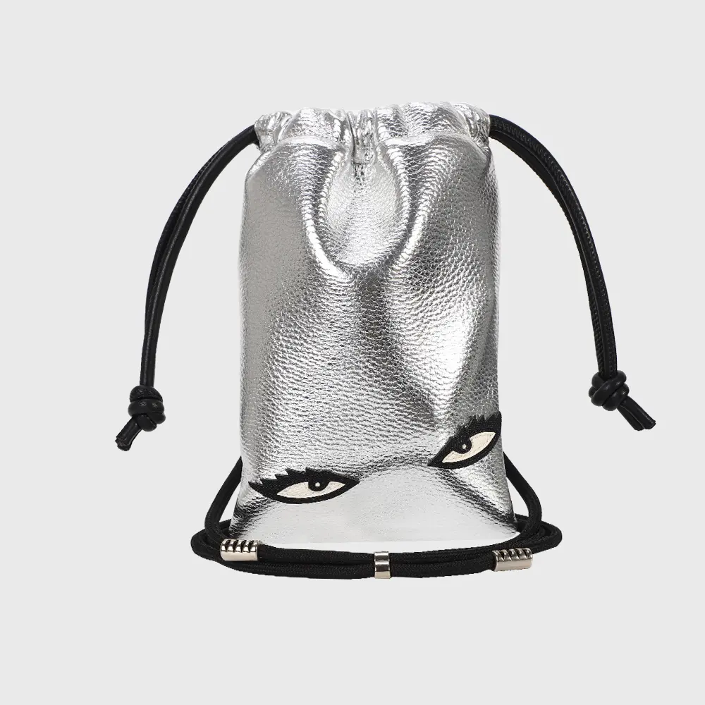 Sac exclusif en cuir PU bling métallique à la mode pochette à cordon multifonction avec corde réglable sac à bandoulière petit sac à main pour téléphone