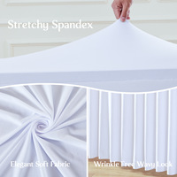 Nappe en Spandex pour Table Rectangulaire 4F 6F 8F, Housse de Table Ajustée Anti-Plis Extensible pour Mariage, Fête, Dîner, Jupe de Table