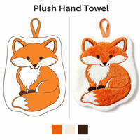 Serviette de toilette personnalisée en forme de renard, brodée, en velours corail doux, à suspendre, serviette de toilette personnalisée
