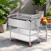 Barbecue de jardin populaire, barbecue au charbon de bois d'extérieur, barbecue commercial sans fumée avec chariot pour hôtels et restaurants