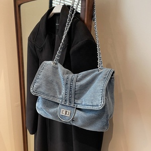 CT40 grande capacité femmes vêtements de loisirs jeans sacs style vintage dames mode sacs fourre-tout avec chaîne poignée beaux sacs à bandoulière - Product Image 3