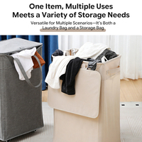 Grand panier à linge écologique et durable avec roulettes, couvercle pliable, grand panier à linge en polyester pour buanderie