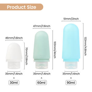 सिलिकॉन लीकप्रूफ 60 मिली 90 मिली खाली पोर्टेबल यात्रा आकार की बोतल पुनः प्रयोज्य 1 औंस 2 औंस छोटी यात्रा सिलिकॉन डिस्पेंसर की बोतलें - Product Image 2