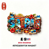 Aimant de réfrigérateur magnétique créatif, souvenir de voyage et décoration intérieure, motif Repère touristique de l'île de Saipan, États-Unis