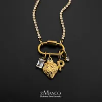 EMANCO roestvrijstalen minimalistische damesketting met Y2K-festivalthema, aardbei-letter P, kristallen bedels, hangers voor feestjes