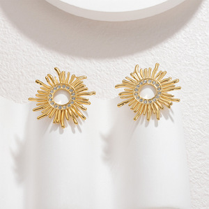 Pendientes de Botón de Estilo Retro Europeo Americano, Joyería de Moda de Aleación con Diseño de Girasol, Personalidad Creativa, para <span class=keywords><strong>Shein</strong></span> y Comercio Transfronterizo - Product Image 5