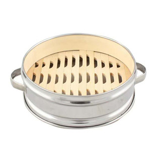 Bamboo <b>Steamer</b> With Stainless Steel Edges And Handle 20cm Eco Friendly For Steamed Buns Dumplings Xiaolongbao - Product Image 2