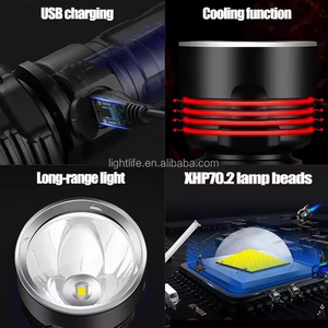 Lampe <span class=keywords><strong>torche</strong></span> multifonctionnelle pour l'extérieur P70 <span class=keywords><strong>longue</strong></span> <span class=keywords><strong>portée</strong></span> haute puissance Lumen Lampe <span class=keywords><strong>torche</strong></span> à LED portable <span class=keywords><strong>rechargeable</strong></span> par USB Lampe de poche tactique - Product Image 4