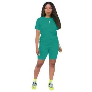 2024 abiti estivi Casual personalizzati set di abbigliamento t-shirt da donna e set corti palestra Fitness set donna donna due pezzi abbigliamento sportivo - Product Image 5