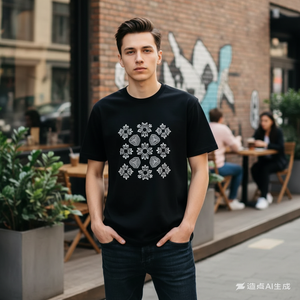 T-Shirt Oversize Personalizzata Nera 100% Cotone, Motivo Solido, Pesante, con Stampa Serigrafica Compressa e Grafica - Product Image 2