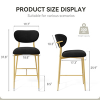 Tabouret de comptoir moderne ergonomique réglable en velours, hauteur d'assise 30 pouces, durable, pour extérieur, atelier, hôtel, salle à manger, bar
