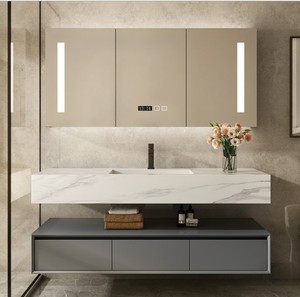 China Antique Oak Hanging Bathroom Cabinet with Double Basin Corner <strong>Vanity</strong> <strong>Units</strong> - Product Image 5
