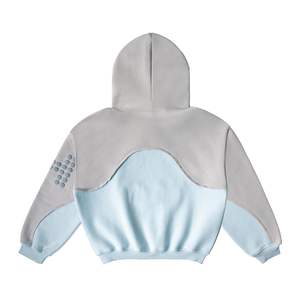 Sweat-shirt à capuche vintage pour homme, gris et violet, patchwork en coton - Product Image 4