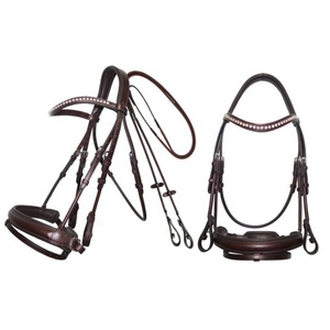 Licou de cheval en cuir confortable et durable avec bride à point fantaisie rembourrée pour logo/motif en relief de course pour l'équitation équestre - Product Image 3