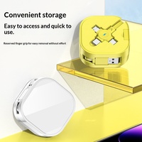 Cable de Datos Retráctil 3 en 1 USB/iOS/Tipo-C de ABS con Funciones de Carga, Transferencia de Datos y Soporte de Almacenamiento para Teléfonos Móviles
