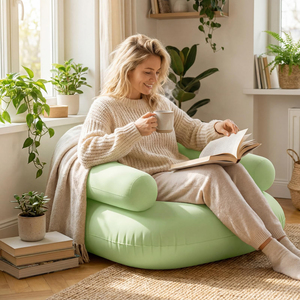 Leisure <b>Inflatable</b> Lazy <b>Sofa</b> Flocking U-Shaped Design Outdoor Indoor Use PVC Material PP Cotton Filling Portable Single <b>Sofa</b> - Product Image 3
