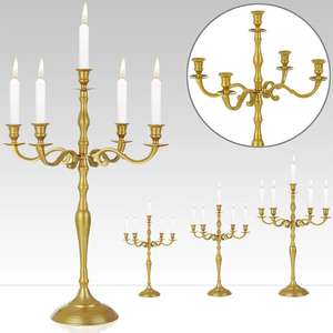 BUENO PORTAVELAS DE LATÓN MACIZO DE cinco BRAZOS PARA BODAS Y DECORACIÓN DEL HOGAR Fabricación de la India - Product Image 2