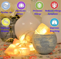 Guirlande lumineuse en pierres de cristal, améthyste, roche brute, puissance de la batterie intérieure, chaîne de sel pur de l'himalaya