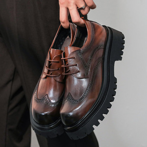IStapromo Gifts Chaussures pour hommes à plateforme rehaussante, style décontracté anglais, marron, pour l'été et les mariages - Product Image 4