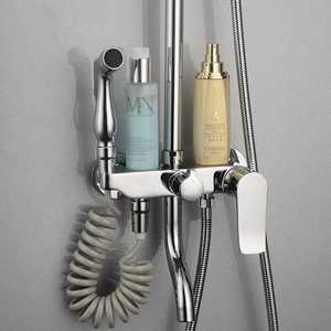 Juego de ducha Ansha con cabezal cuadrado tipo lluvia y rociador de mano, grifo de baño monomando con válvula de cerámica - Product Image 3