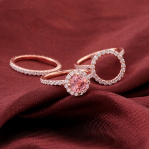 แหวนแฟชั่นทองคำแท้ 18k สีชมพู ประดับพลอยสังเคราะห์ ได้รับการรับรองจาก GRC ของขวัญวันวาเลนไทน์สำหรับผู้หญิง - Product Image 3