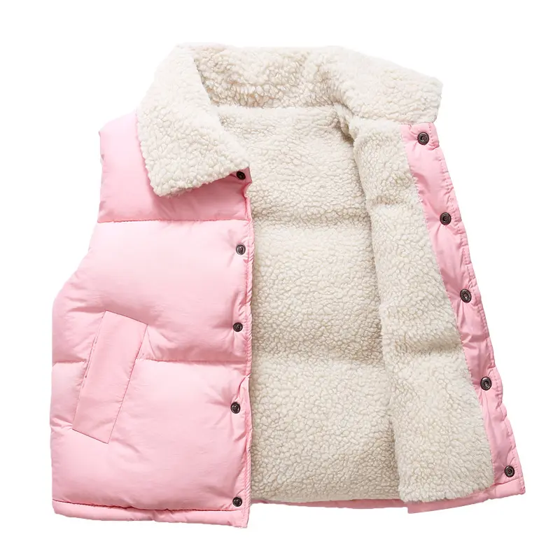 Latest Autumn Winter Cotton Puffer Vest Baby Kids Plus Lamb Velvet Thickening Boys Girls Outwear Waistcoat
