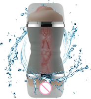 YAQU - Masturbador de Pene de TPE Extra Largo de 21 cm, Doble Extremo, Desmontable para Limpieza, Textura Realista en 3D para Hombre