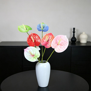 Fleur artificielle Anthurium, vase imprimé en 3D, fleurs pour mariage, décoration de salon, art floral - Product Image 2