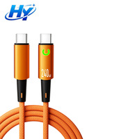 Câble de charge PD CC 240W avec coupure automatique, voyant LED, prise en alliage d'aluminium, plusieurs longueurs, pour mobiles et ordinateurs portables, approvisionnement en gros