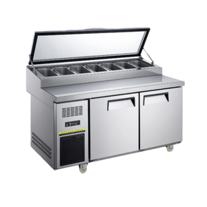 Four drawer glass cover commercial <b>kitchen</b> refrigerator cooler air-cooled pizza preparation table GN container energy - Product Image 4