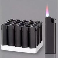 Flamme rose Offre Spéciale logo personnalisé Allume-cigare tout noir Briquet à flamme de feu Pas cher Logo personnalisé Recharge Briquet à gaz Cigarette