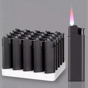 Encendedor de Cigarros Recargable de Metal Negro Resistente al Viento con Logotipo Personalizado Rosa en Oferta, Encendedor de Gas para Uso en Exteriores - Product Image 1
