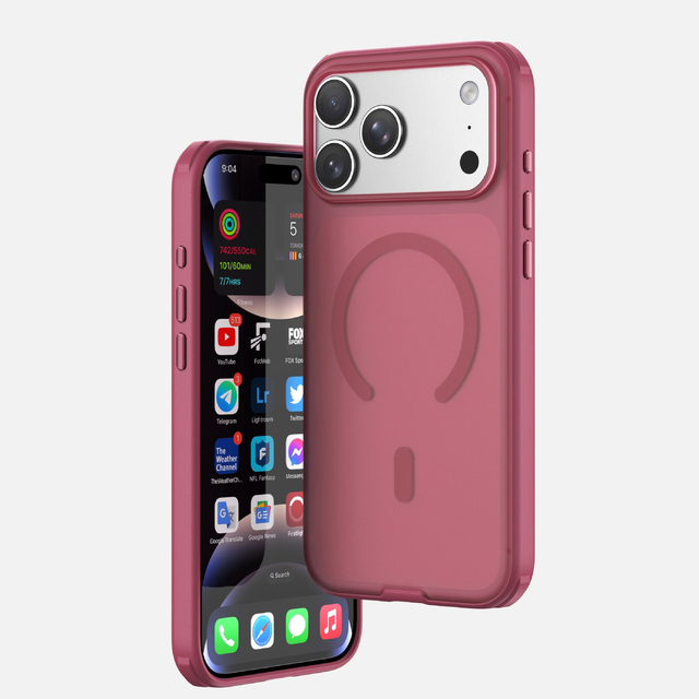 Cherry Red Instant Change case for iPhone 18PM 16 2-in-1 Magnetic Mobile Phone case for Apple 17 Glass Mobile Phone Cover