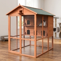 Cage à oiseaux en bois spacieuse pour l'extérieur avec une construction solide pour les pigeons, les perroquets, les petits animaux - Élevage et repos sécurisé